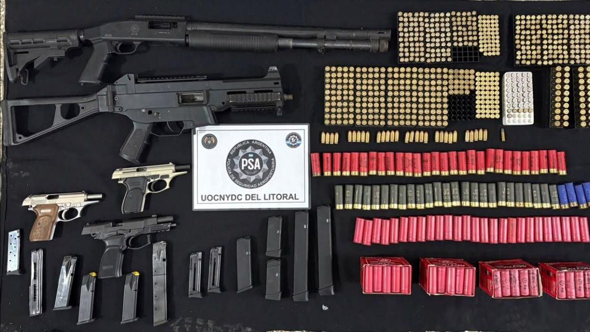 Armas y munición secuestradas por la PSA en el operativo antidrogas del Litoral